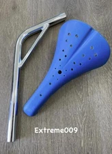 Viscount Dominator Seat Bmx Hard Shell BLUE with Laid Back Seat Post 22.2mm 7/8