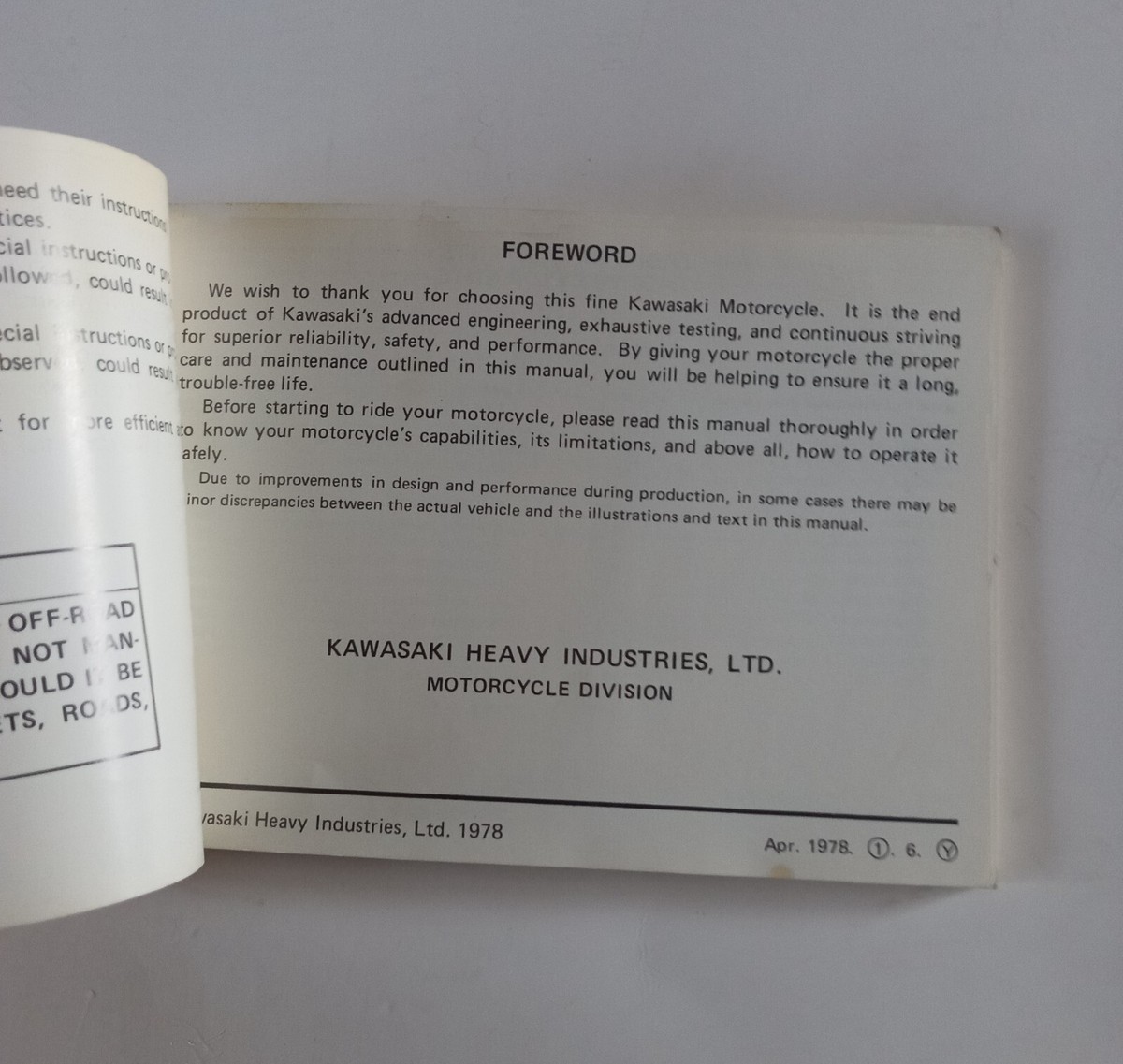 Original 1978 KAWASAKI KD100 Owners manual Part#99920-1039-01 | eBay