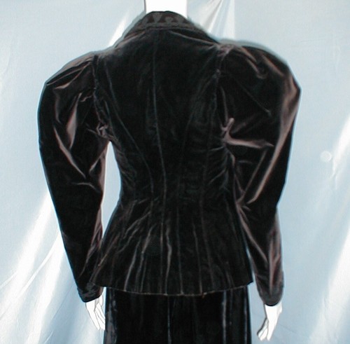Rich Antique Dress Suit Edwardian 1912 Black Velvet Traveling Suit - Picture 7 of 7