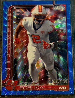 2025 Topps Chrome Emeka Egbuka #312 Rookie Blue Wave Refractor /150 Buccaneers