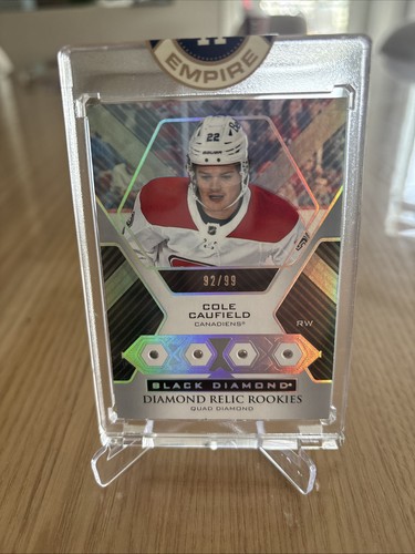 Cole Caufield [Quad] #BDR-CC 2021 Upper Deck Black Diamond Rookie Relic card