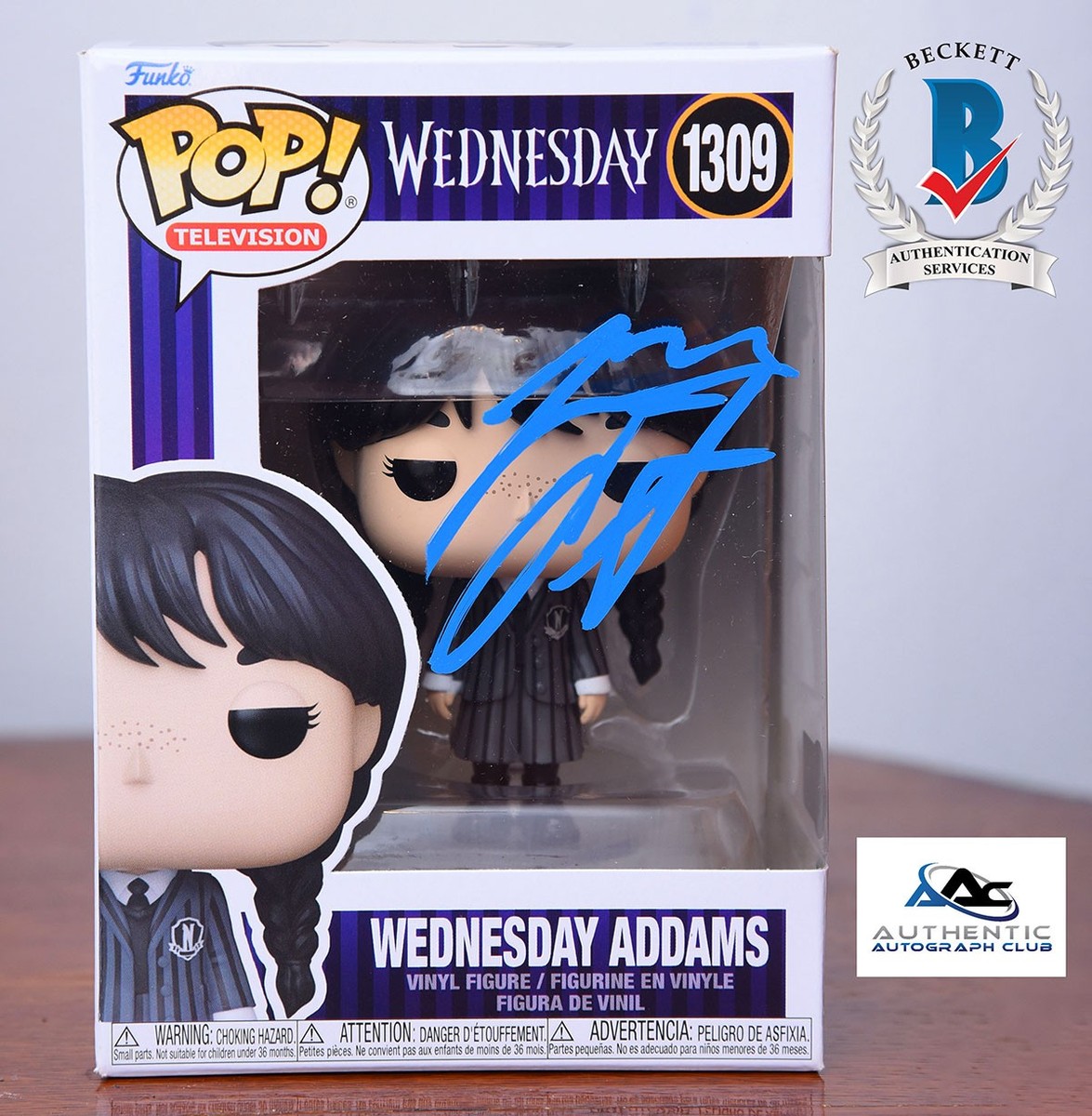 JENNA ORTEGA AUTOGRAPH SIGNED WEDNESDAY ADDAMS FUNKO BECKETT BAS