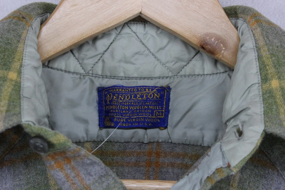 Vintage Pendleton Wool Shirt Womens Size M Green Check USA Made - Image 3 of 4