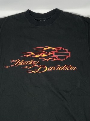 Vintage 2003 Harley Davidson Seattle Flames Black T Shirt (M)