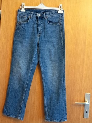 Damen Jeans 36 Baumwolle Elasthan Straight High Waist Ankle Length & Denim