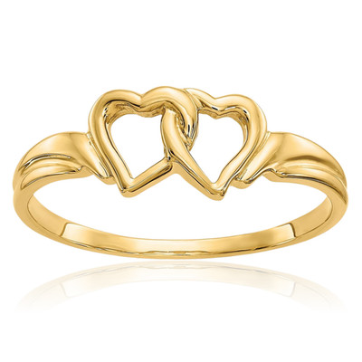 10K Solid Yellow Gold Heart Promise Anniversary Ring 1mm Slim Band Polished