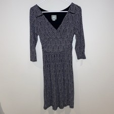 Anthropologie Galena Black And White Midi Dress by Maeve Size Small P Party