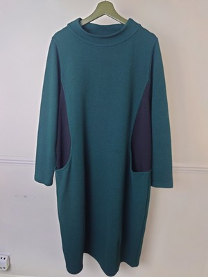 Sahara Kleid Midi Stretch Ripp Jersey Gr. 4 UK 16-18 Taschen Stehkragen 