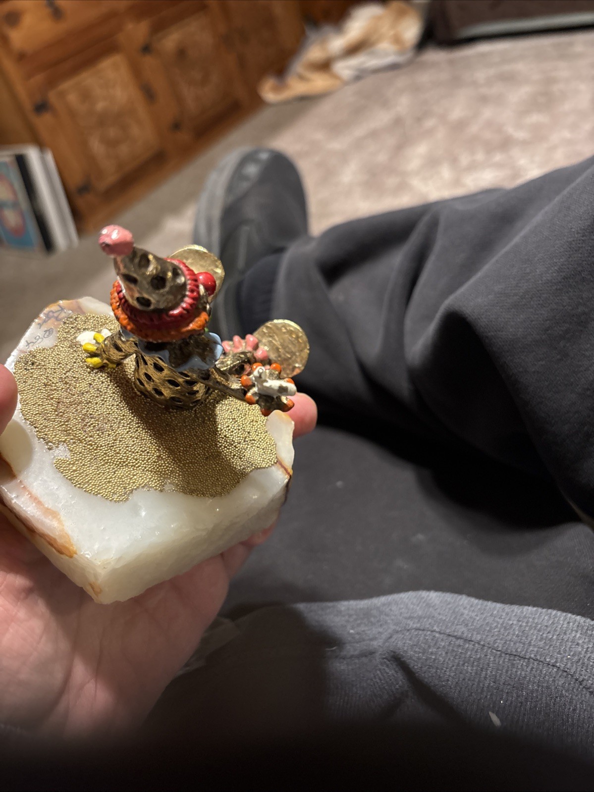 Vintage 1984 Ron Lee Brass Clown on an Onyx Base Signed 4in    His Early Work! thumbnail 6