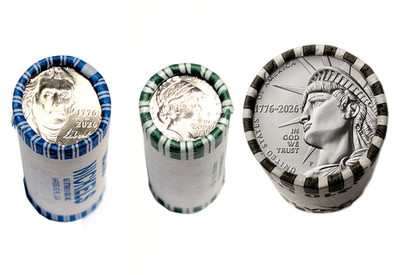 2026 P Mint 3 Roll Set - Nickel, Dime, and Half Dollar - 1776-2026 Dual Date