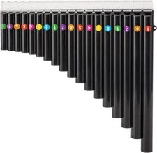 18 Pipes Pan Flute C Key - Beginner-Friendly Instrument with Enhanced Black 