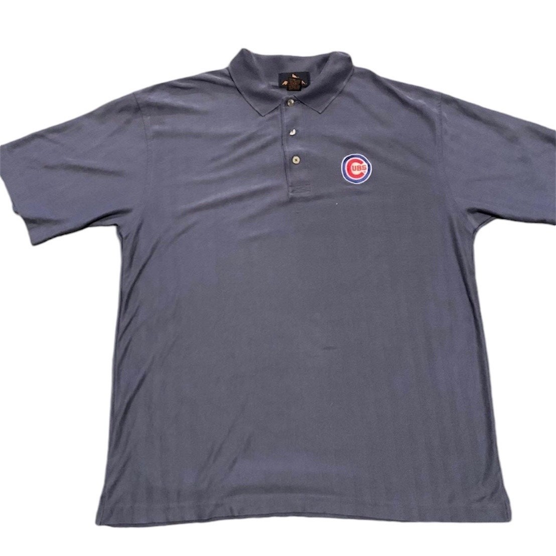 Vintage Chicago Cubs Blue Navy Polo Short Sleeve Shirt Collar NBL Embroidered