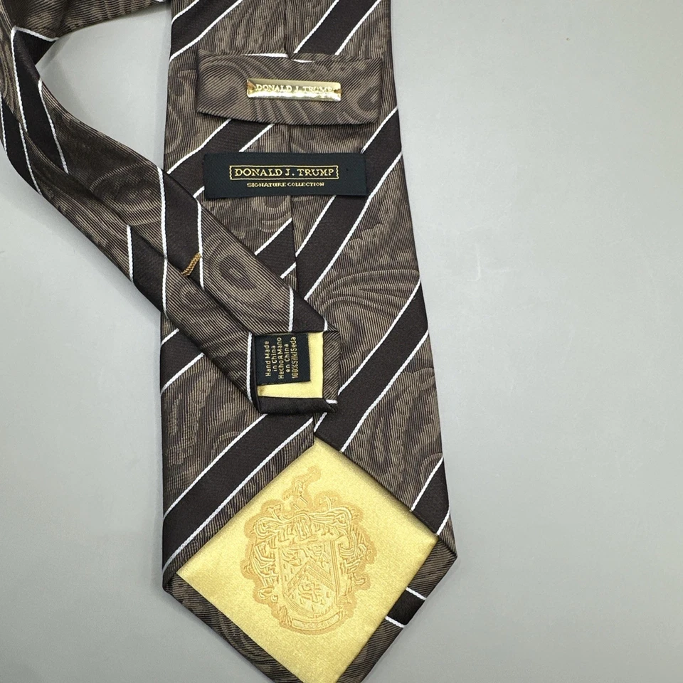 "Corbata Donald J Trump Signature Collection 100 % seda L marrón estampado cachemir 59""" Foto 3 de 4