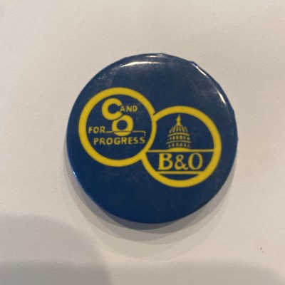 C and O for Progress B&O Pin Railroad Merger Button