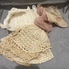 Vintage Crocheted Baby Bonnets, Dress  Hankies Mix Lot from the 1920S