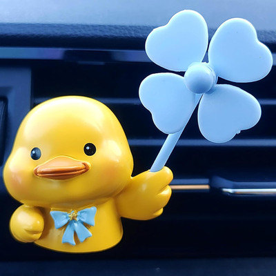 Cute Car Air Freshener Vent Clips, 3D Animal with Mini Fan Diffuser Vent Clip, A