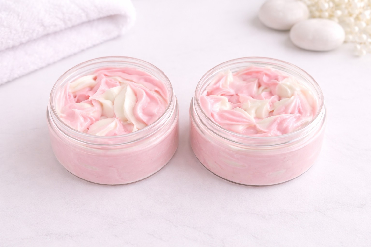 . Tallow Butter. Homemade Body Butter. Pink White.