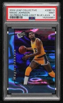 2024 Leaf Collective 2000 Press Pass Light Blue Lava 1/1 Magic Johnson PSA 9 8d2