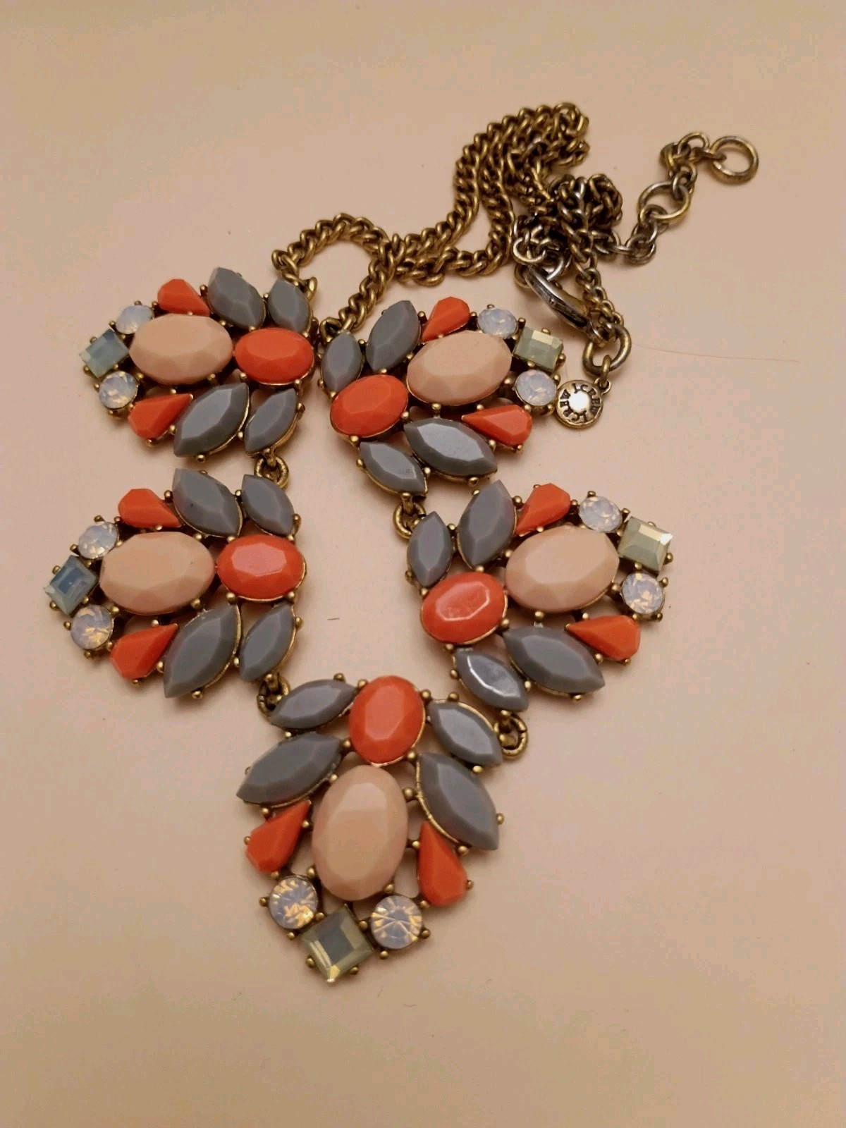 J. CREW Gold Tone Statement Necklace Rhinestones