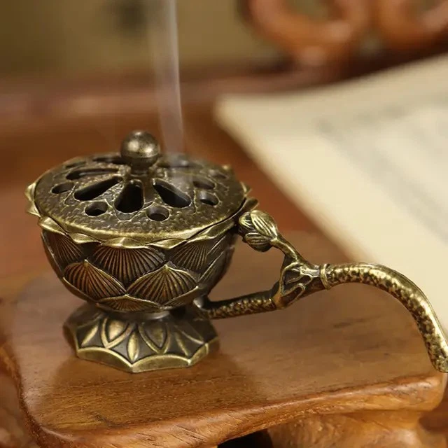 Brass Lotus Incense Holder Incense Burner Stick Cone Incense Ash Catcher Holder