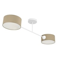 Deckenlampe Esszimmer Stoff Weiß Dunkelbeige E27 L:80 Cm Deckenleuchte Flur