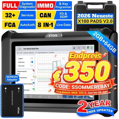 XTOOL X100 PAD S 2.0 Profi OBD2 Diagnosegerät IMMO Key Programming ECU Coding DE
