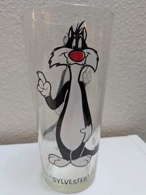 Sylvester Looney Tunes Clear Glass Tumbler 1973 Pepsi