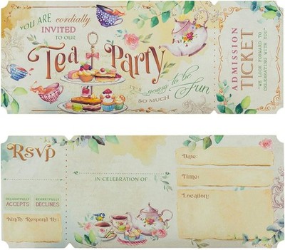 Summer-Ray 24 sets Garden Tea Party Invitation with Envelope Holder Birthday ...