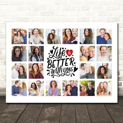 Photo Collage Valentine's Day Gift 20-Photo Life Is Better With You Print Canvas
