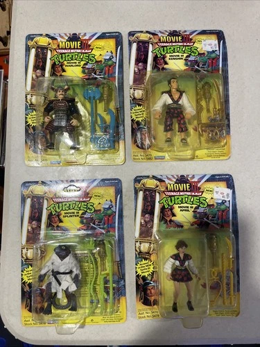VINTAGE 1992 TMNT MOVIE 3 KENSHIN APRIL & Warlord Lot ACTION FIGURE NEW SEALED