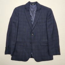 Jos A Bank 40R Dark Blue Glen Check 100 Wool Signature Blazer Sport Coat