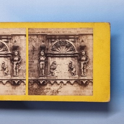 Heidelburg Stereoview 3D um 1860 Echtfoto Deutschland Steinschnitzerei Neckar Tour