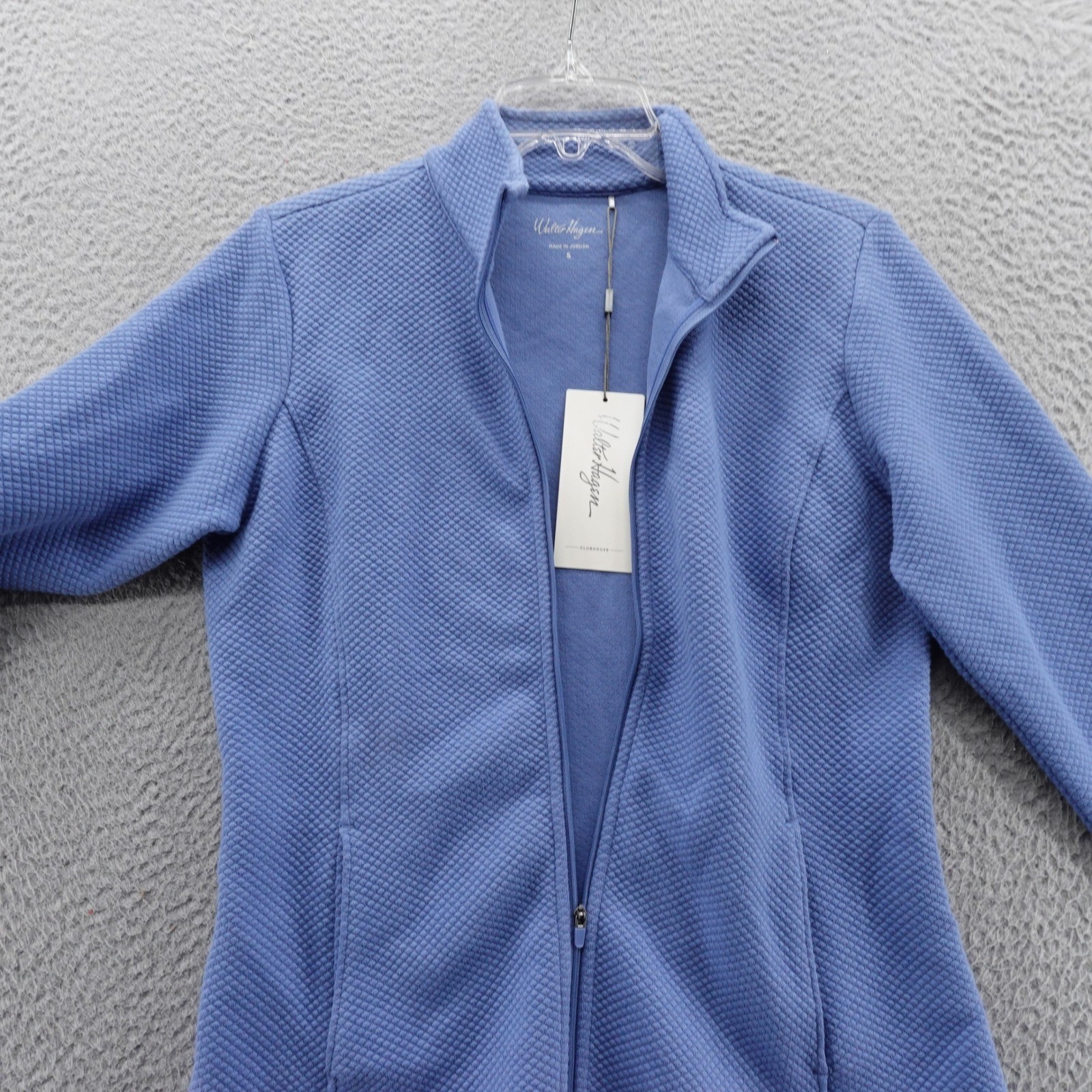 Walter Hagen Womens Clubhouse Full Zip Jacket Mid Blue Textured Small NEW