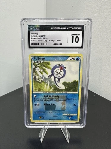 Pokemon Poliwag 58/95 City Championships Staff Promo Holo 2010 CGC 10 Low Pop 6
