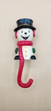 Vintage 1982 Plastic Christmas Stocking Hanger Holder Snowman Sun Hill