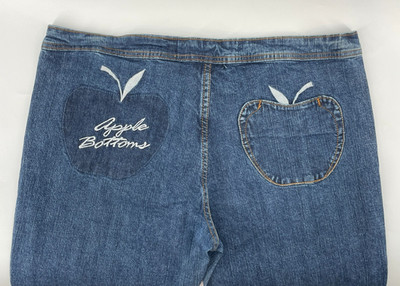 Apple Bottom Jeans Y2K  36x33 One Pocket Wide Leg Mid Rise Dark Wash Embroidered