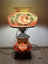 VTG Victorian Style Gone W/ The Wind Hand Painted Floral Parlor 3 Way Light 20”