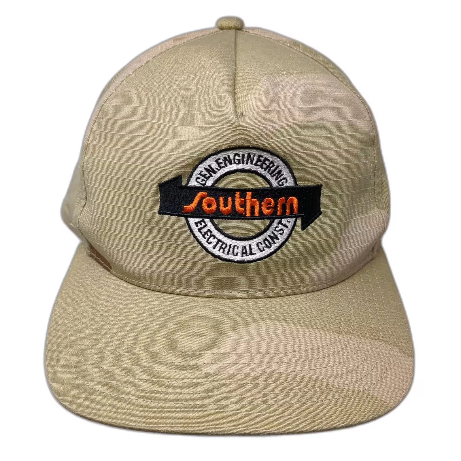 Southern Electrical Const 5 Panel Beige Brown Camo Hat OS Snapback Made in USA