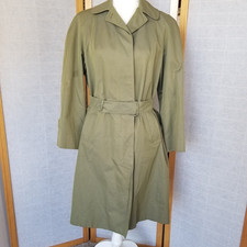 Women's Aquascutum Trench Coat Green Made in England Royal Warrant Size 10/12