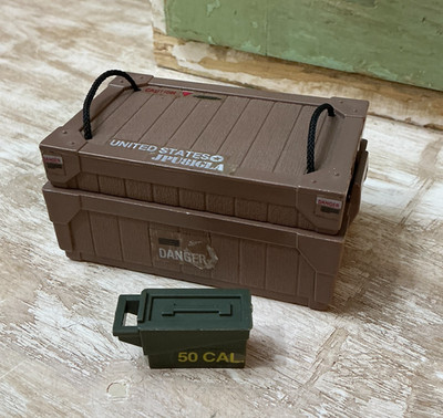 Vintage 1985 Hasbro G.I. Joe Ammo Dump Unit Battlefield Ammo Box + 50 CAL Case