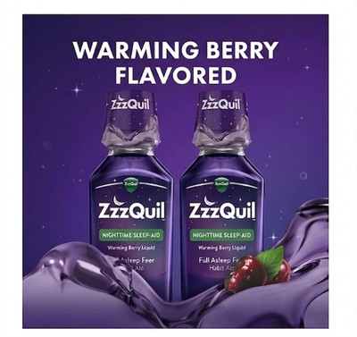 ZzzQuil Nighttime Sleep Aid Liquid Warming Berry 4 fl oz Pack of 2 Diphenhydrami