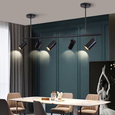Modern 5-Light LED Track Lighting Kit - Adjustable Black Spotlight for Any Room