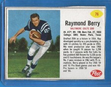 1962 POST FOOTBALL (EX-MT) # 76 RAYMOND BERRY - BALTIMORE COLTS