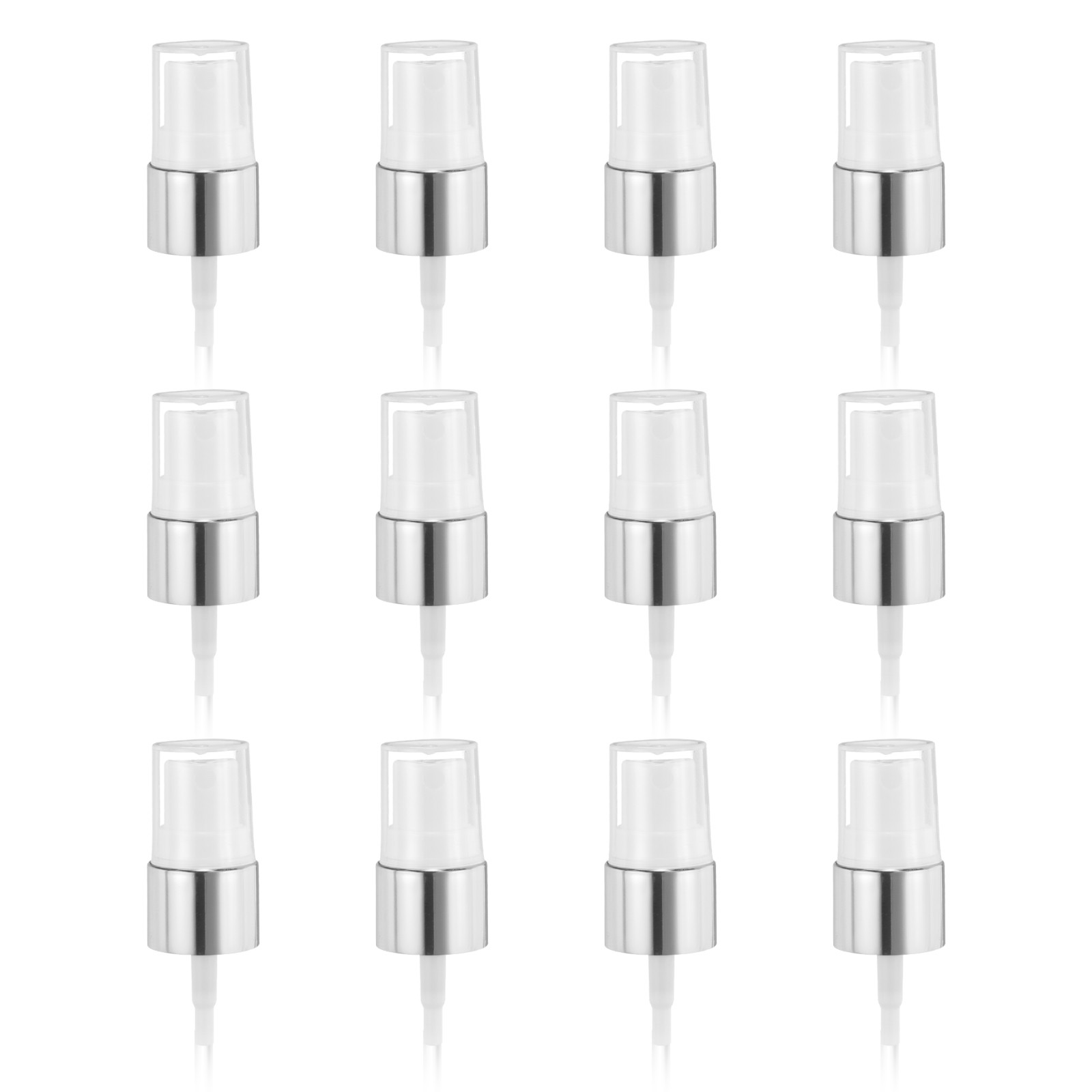 12 Pcs Silver White Spray Top, 18/410 Fine Mist Sprayer Reusable Replacement Top
