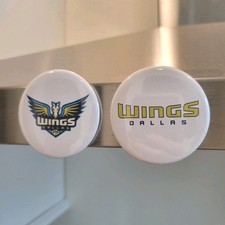 Dallas Wings Magnet Set of 2 White WNBA Fridge Auto Circle Logo Tailgate Paige