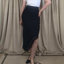 Y2K Cache Black Chiffom Asymmetrical Beaded Skirt