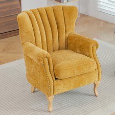 Accent Chair Upholstered Velvet Wingback Armchair Single Sofa Soft Lounge Chair 