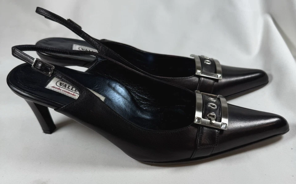 De colección Valleverde Mujer Cuero Negro Cordones 2-3/4" Tacones Talla 39.5 (9.5 EE. UU.) Foto 2 de 4