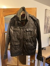 Superdry Mens Leather Jacket Brown Large L Bomber MLA-1015
