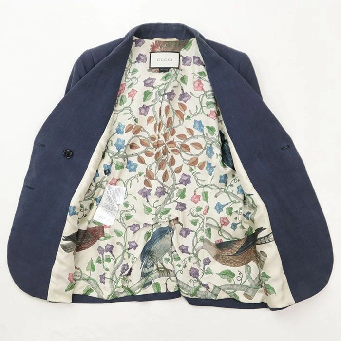 Giacca Gucci sartoriale doppiopetto lino 100% lino floreale dal Giappone